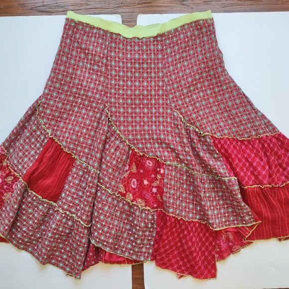 Johnny Was Boho Tiered Floral Patchwork Midi Skirt Flowy Hippie Size Small - Picture 4 of 14